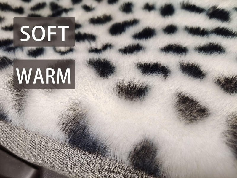 acdiac Winter Soft Warm Faux Rabbit Fur car seat Cushion,Universal fit Plush Front and Back Fuzzy car seat Pads Cushion Cover Protector - 1pcs (Front seat 1pcs, Leopard dots) - Image 2